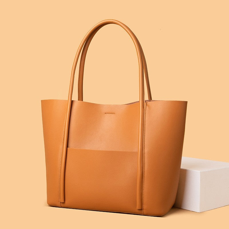 High Capacity Minimalist Genuine Leather Shoulder Bag
