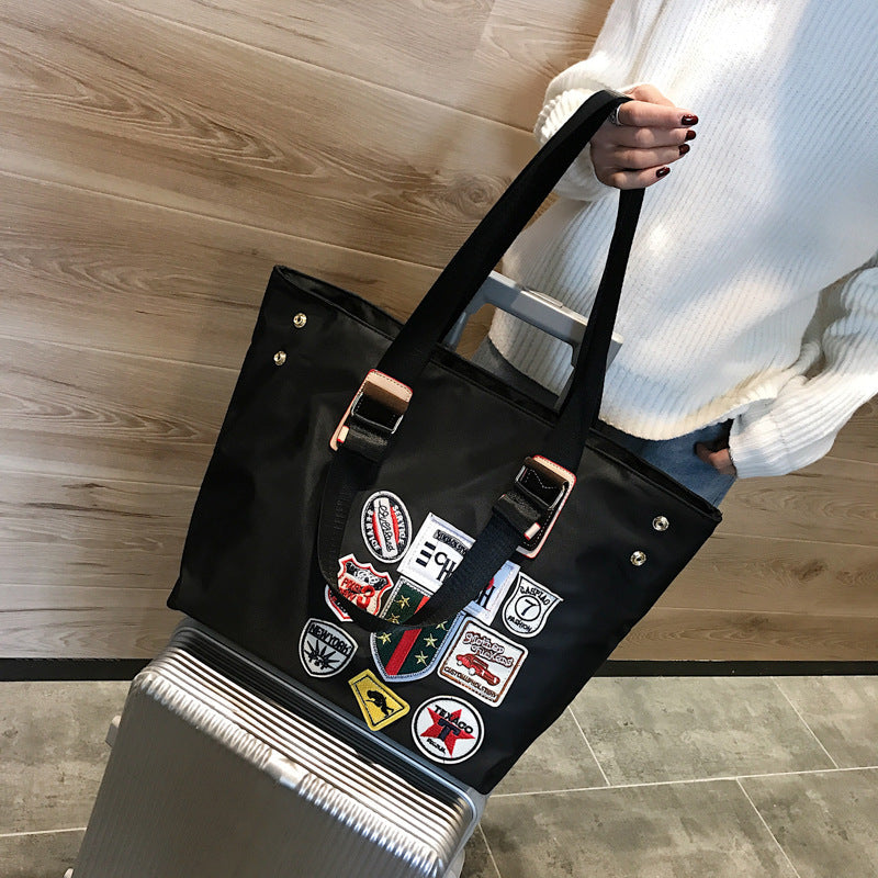 Hiphop Nylon Shoulder Tote Bag – Lightweight Waterproof Travel Bag for Men & Women
