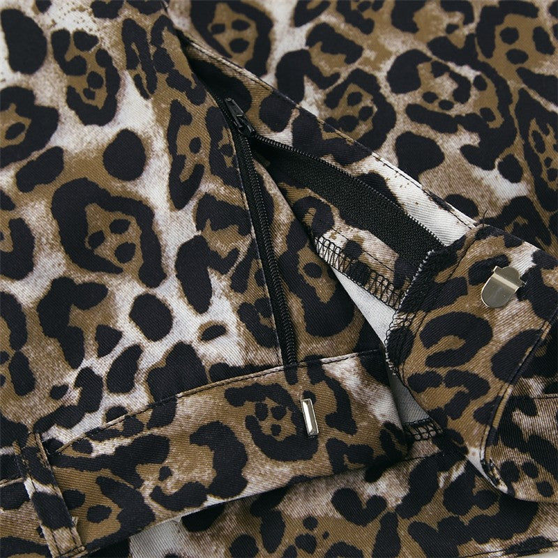 Leopard Print Cardigan and Shorts Lounge Set