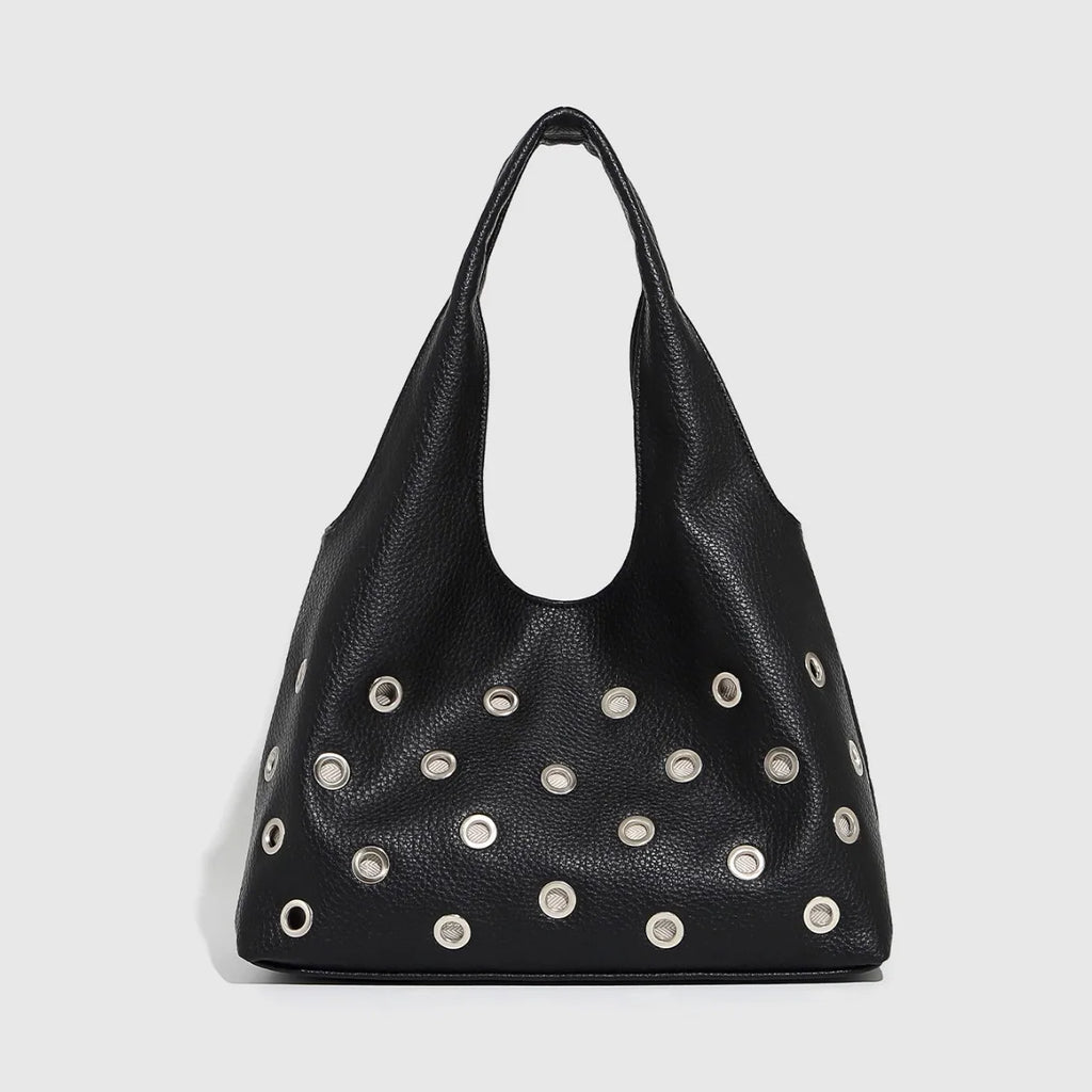 Dark Orbit Leather Rivet Shoulder Bag