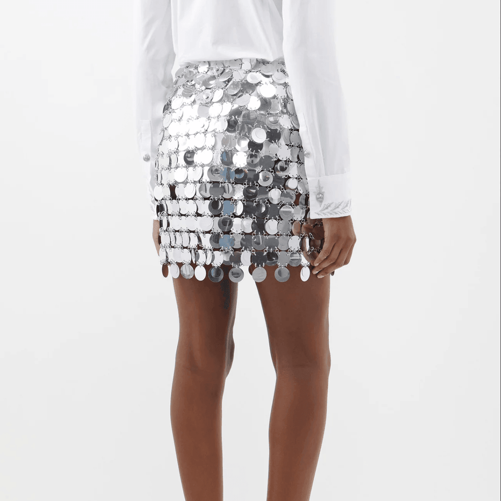 Date Me Now Silver Sequin Mini Skirt