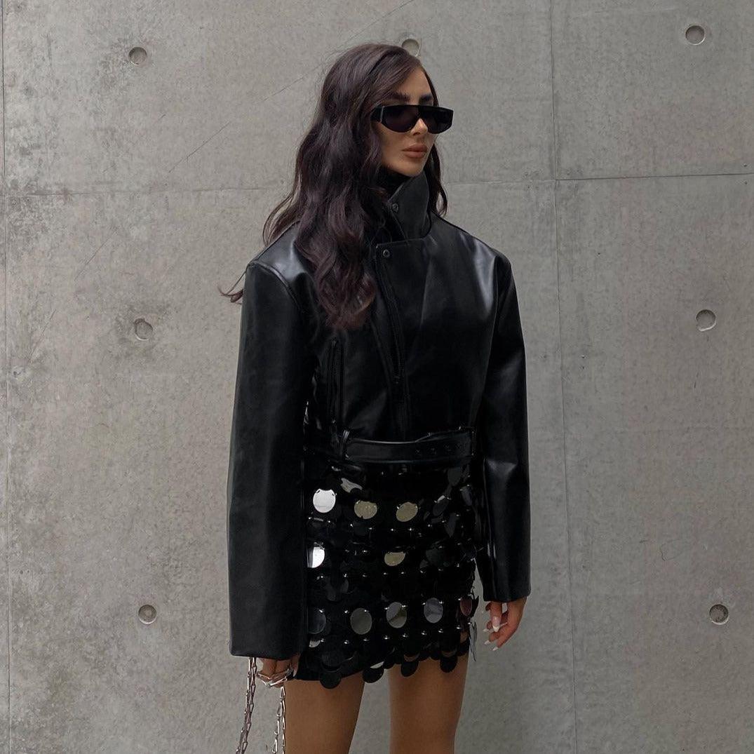 Date Me Now Black Sequin Mini Skirt