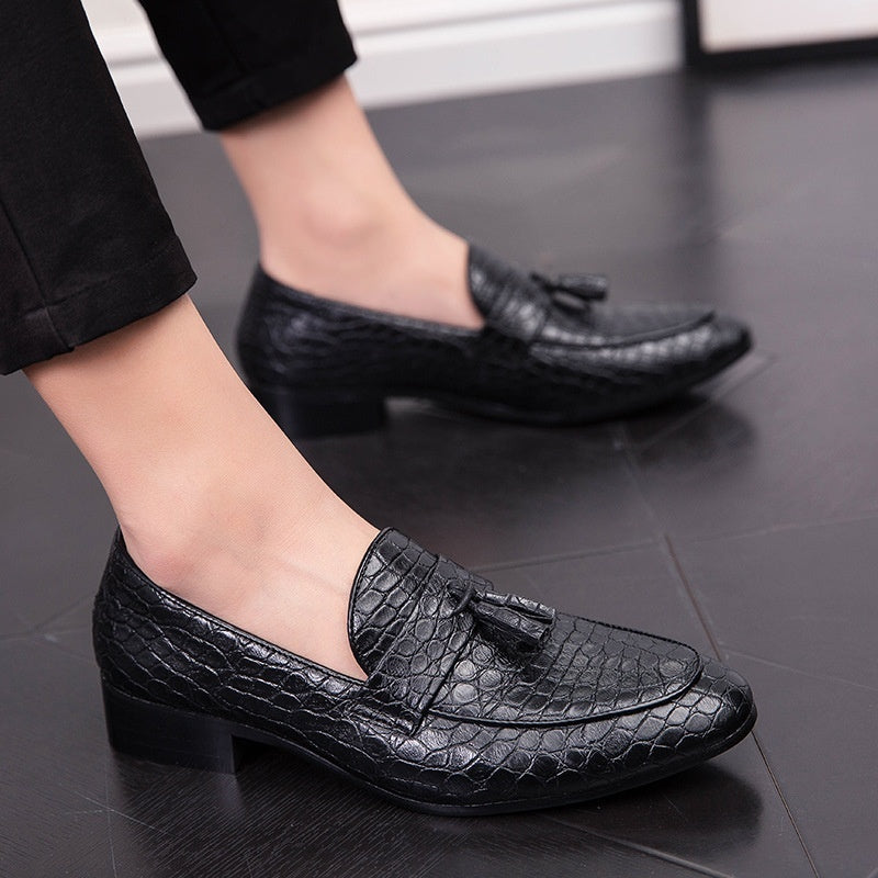 Men's Pointed-Toe Tassel Dress Shoes | Lace-Up Synthetic Leather Oxfords