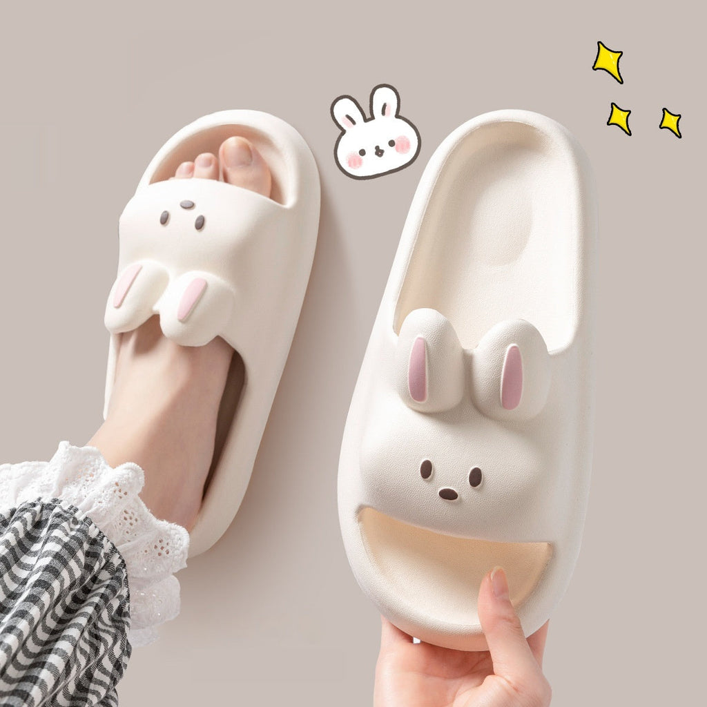 Women's Non-Slip Indoor Slippers - Soft Cushioned EVA Bathroom Slippers with Cute Rabbit Design