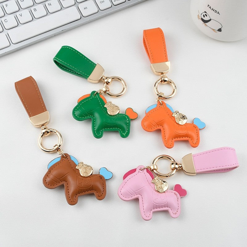 Cute Pony Shaped Leather Keychain Pendant