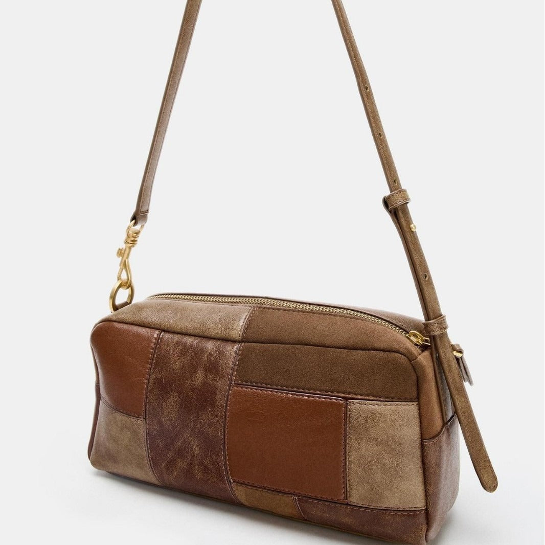 Color-Block Patchwork Retro Shoulder Bag & Clutch | Women's Fashion Bag