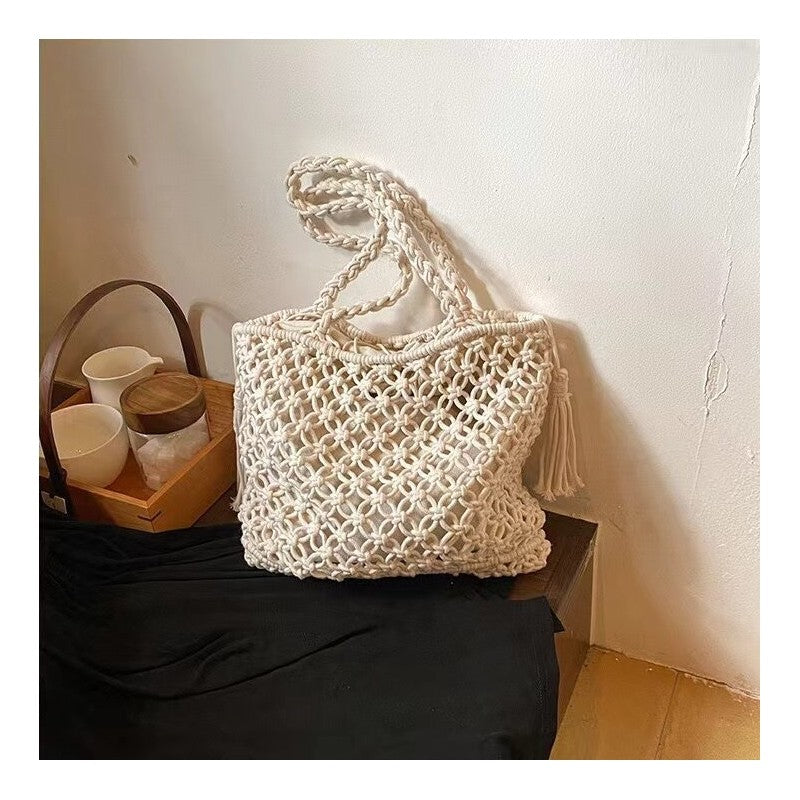Hollow Out Cotton Thread Woven Lined Top