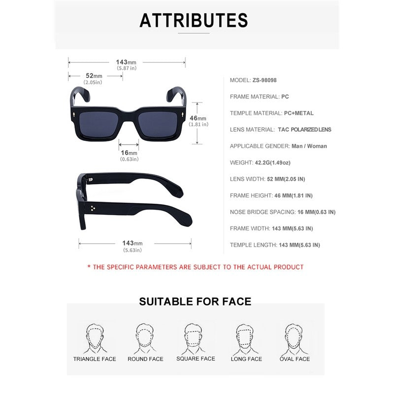 Unisex UV400 Full Square Frame Fashion Outdoor UV Protection Sunglasses
