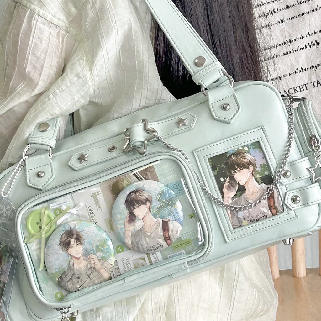 Women's PU Leather Crossbody Bag with Chain Strap & Card Holder – Streetwear Mini Shoulder Bag