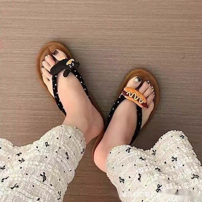Women's Herringbone Non-Slip Beach Flip-Flops - Soft Sole Summer Slippers