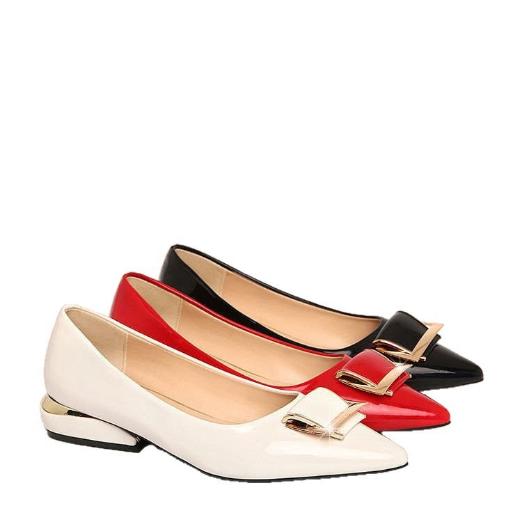 Women's Chunky Heel Pointed Toe Slip-On Pumps | Soft PU Leather Low Heel Dress Shoes