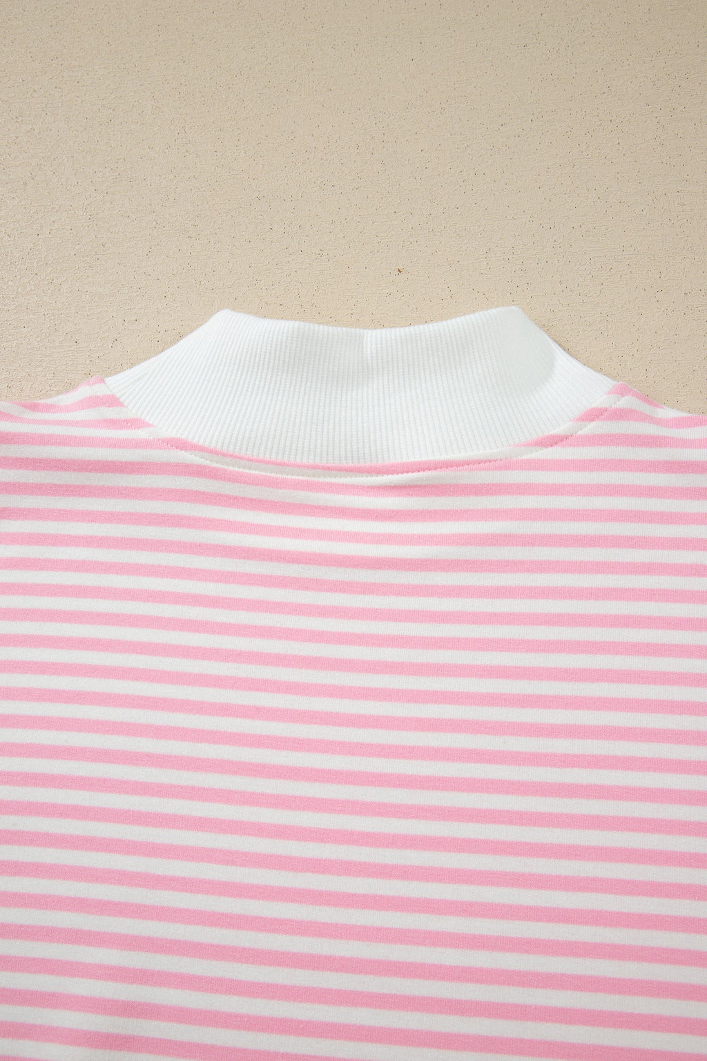 Pink Stripe Oversize Mock Neck Sweatshirt and Shorts Set
