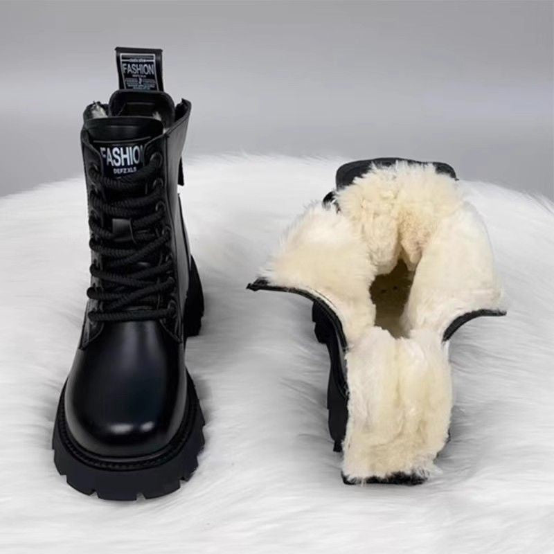 Women's Padded Insulated Winter Boots | Thick Sole, Side Zipper, Non-Slip – Black & Brown
