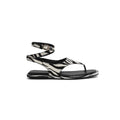 Women's Zebra Print Flat Sandals | Handmade Calf Hair Leather Thong Ankle Strap