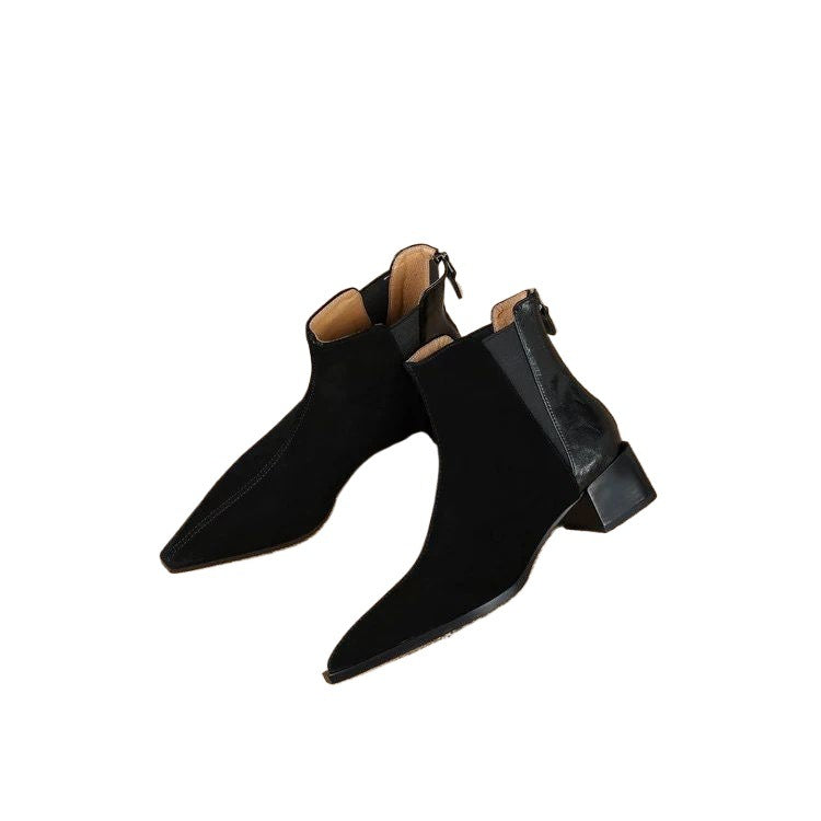 Women's Matte Square-Toe Lug Sole Boots | Microfiber Leather Fall & Winter Ankle Boots