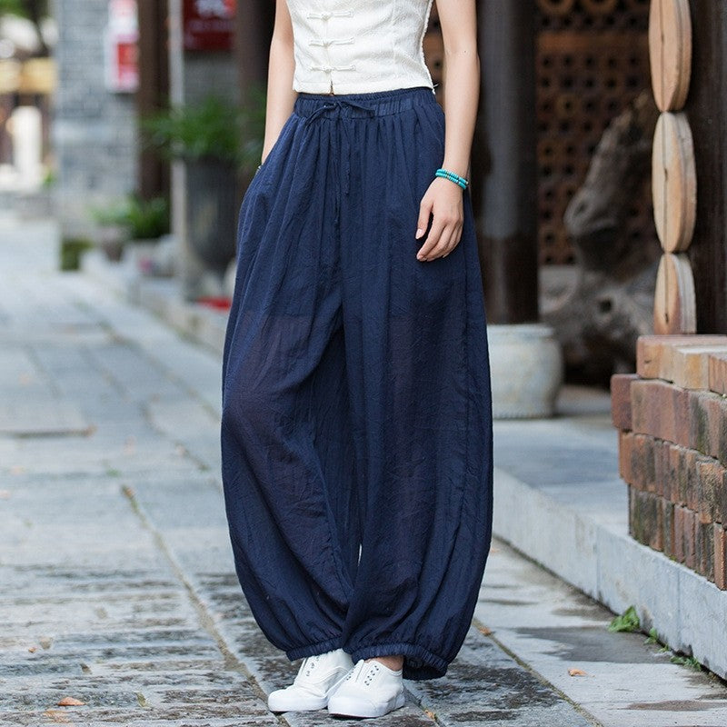 Solid Color High Waist Lantern Pants