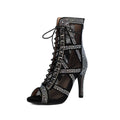Women's Sparkling Rhinestone Mesh High Heels – Satin Dance & Evening Shoes
