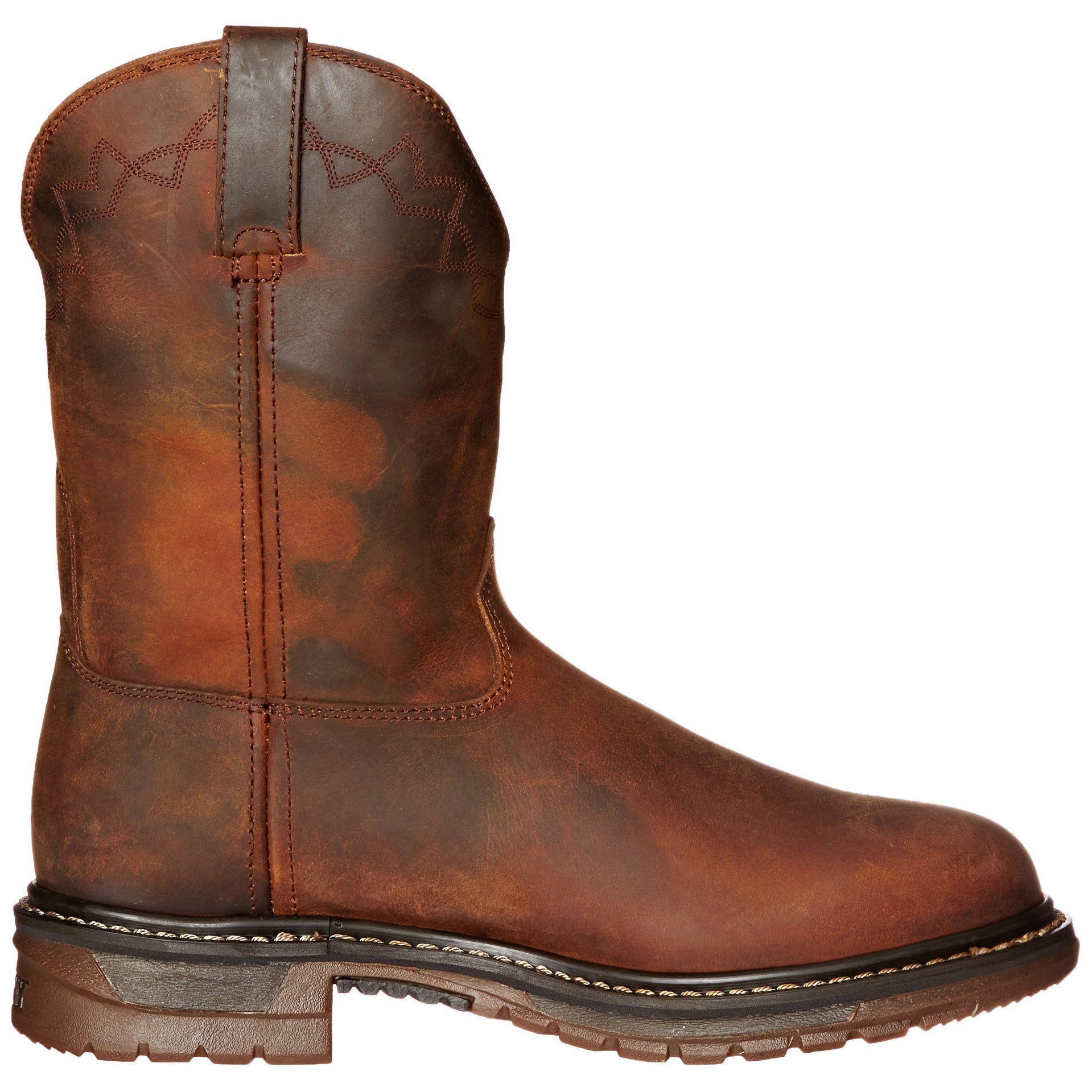 Men's Slip-On Motorcycle Boots | Round Toe Low Square Heel Elastic Cuff Winter Boots
