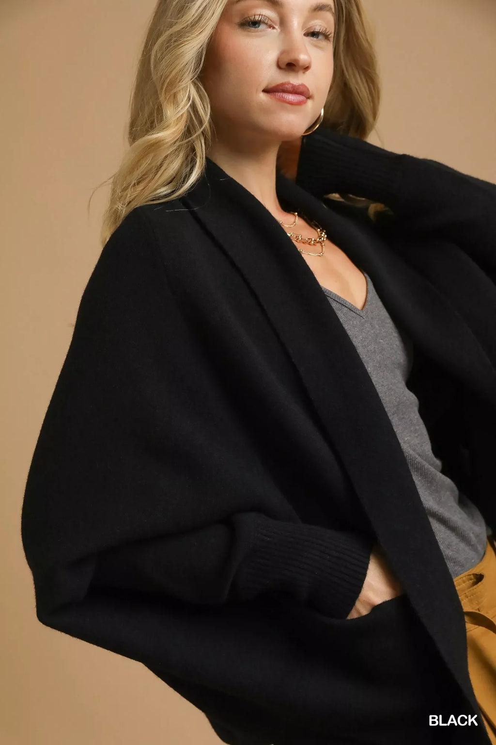 Open Front Cardigan with Front Pockets