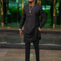 Solid Color Hot Stamping Loose Men's Long Sleeved Pants Set