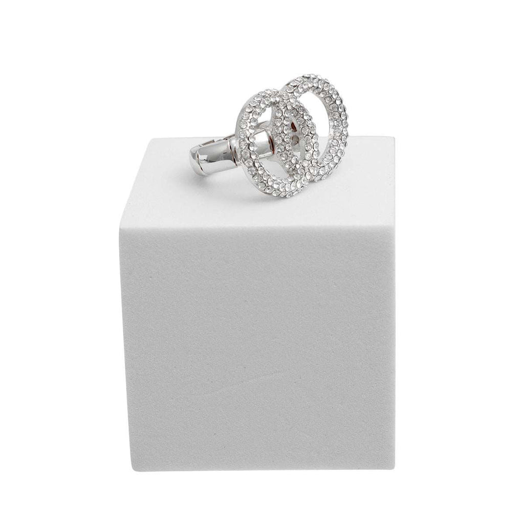 Infinity Link Silver Pave Ring Stylish Statement Jewelry