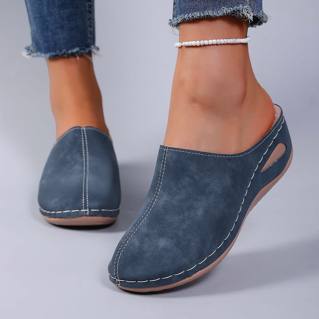 Plus-Size Fleece-Lined Wedge Slippers