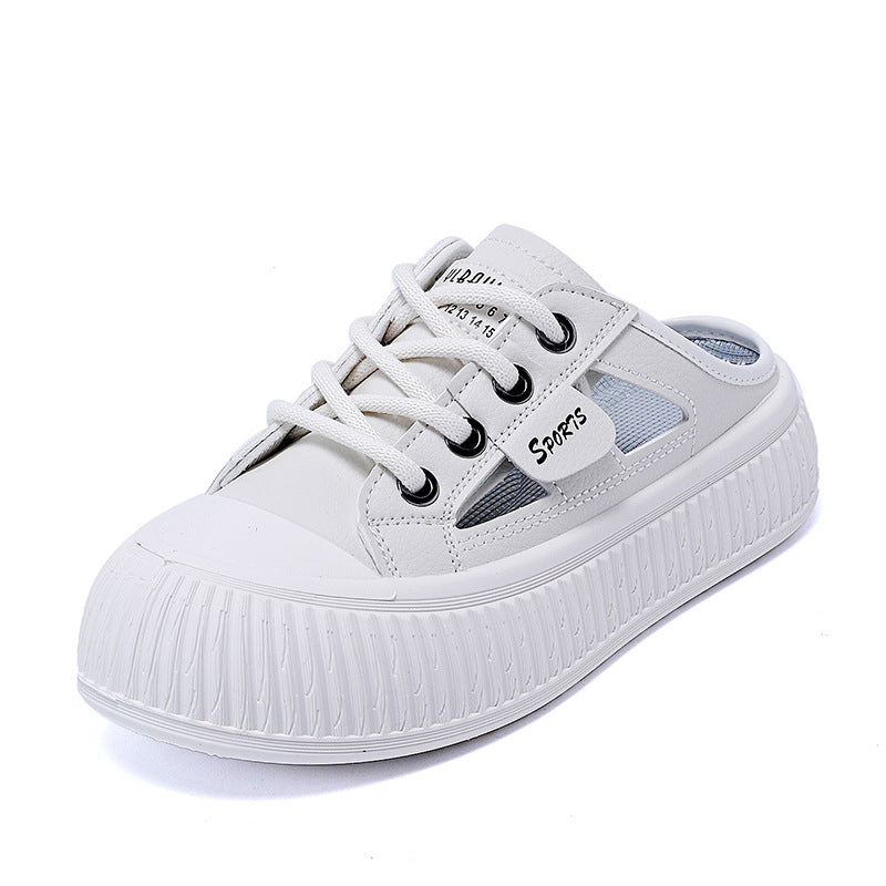 Women's Cutout Slide Sneakers | Breathable Lightweight Platform Half-Slippers