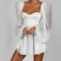 Deonne Puff Sleeve Satin Corset Mini Dress