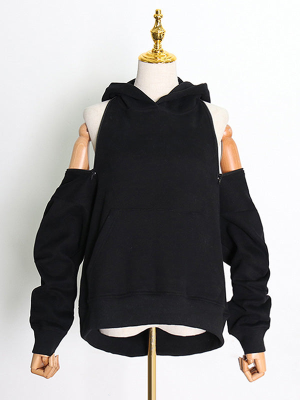 Casual Loose Solid Color Hoodies Top