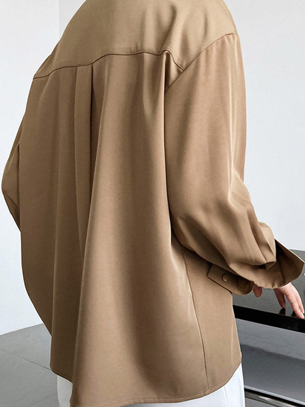 Stylish 3 Colors Solid Color Long Sleeves Blouse