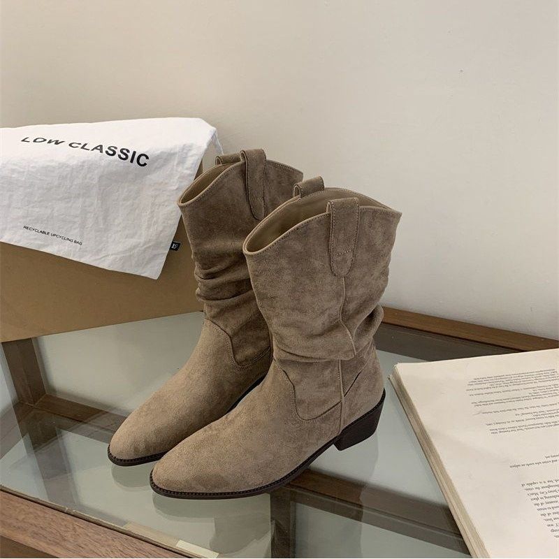 Women's British-Style Chunky-Heel Ankle Boots - Waterproof Casual Flat Boots