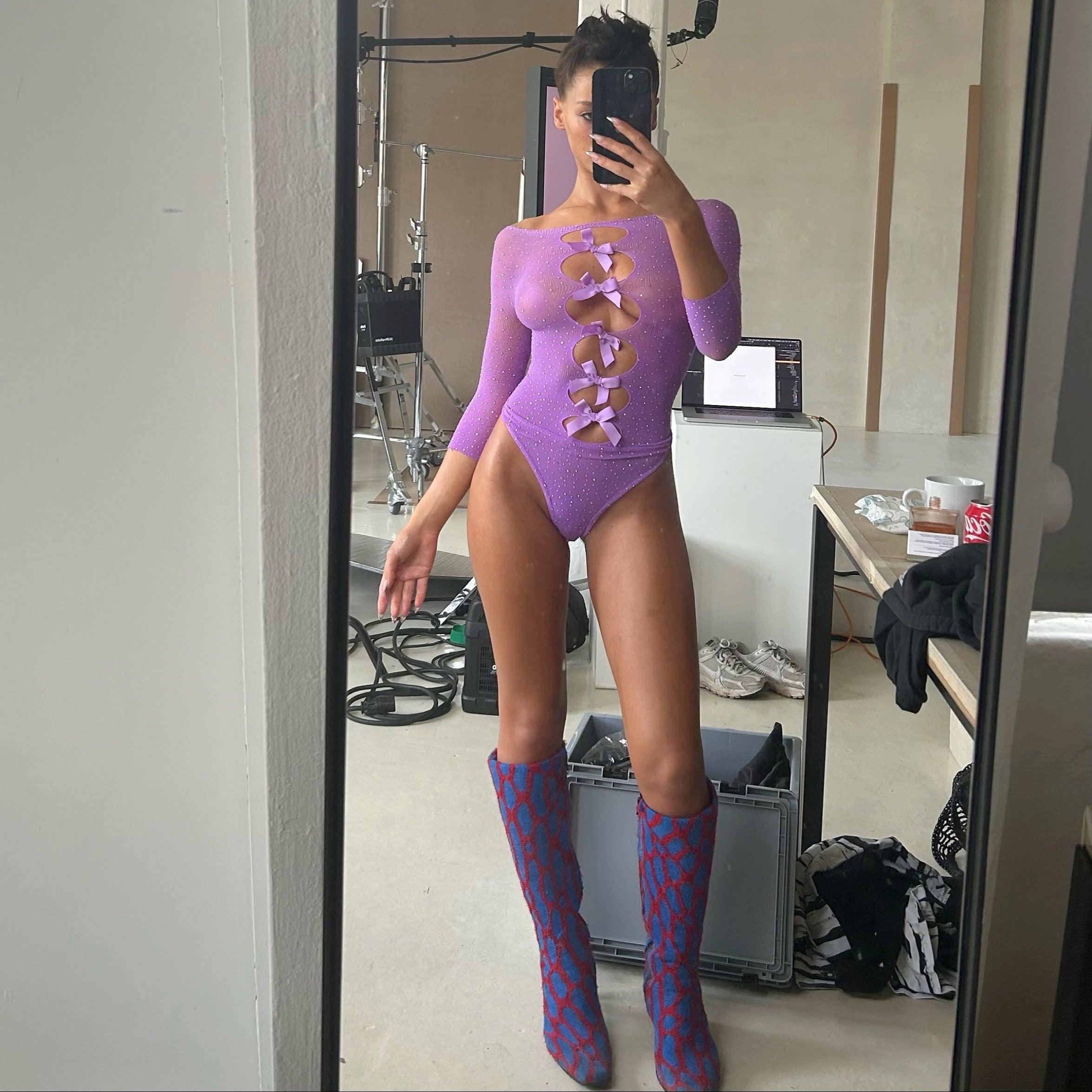 Dirty Martini Purple Cut-Out Bodysuit