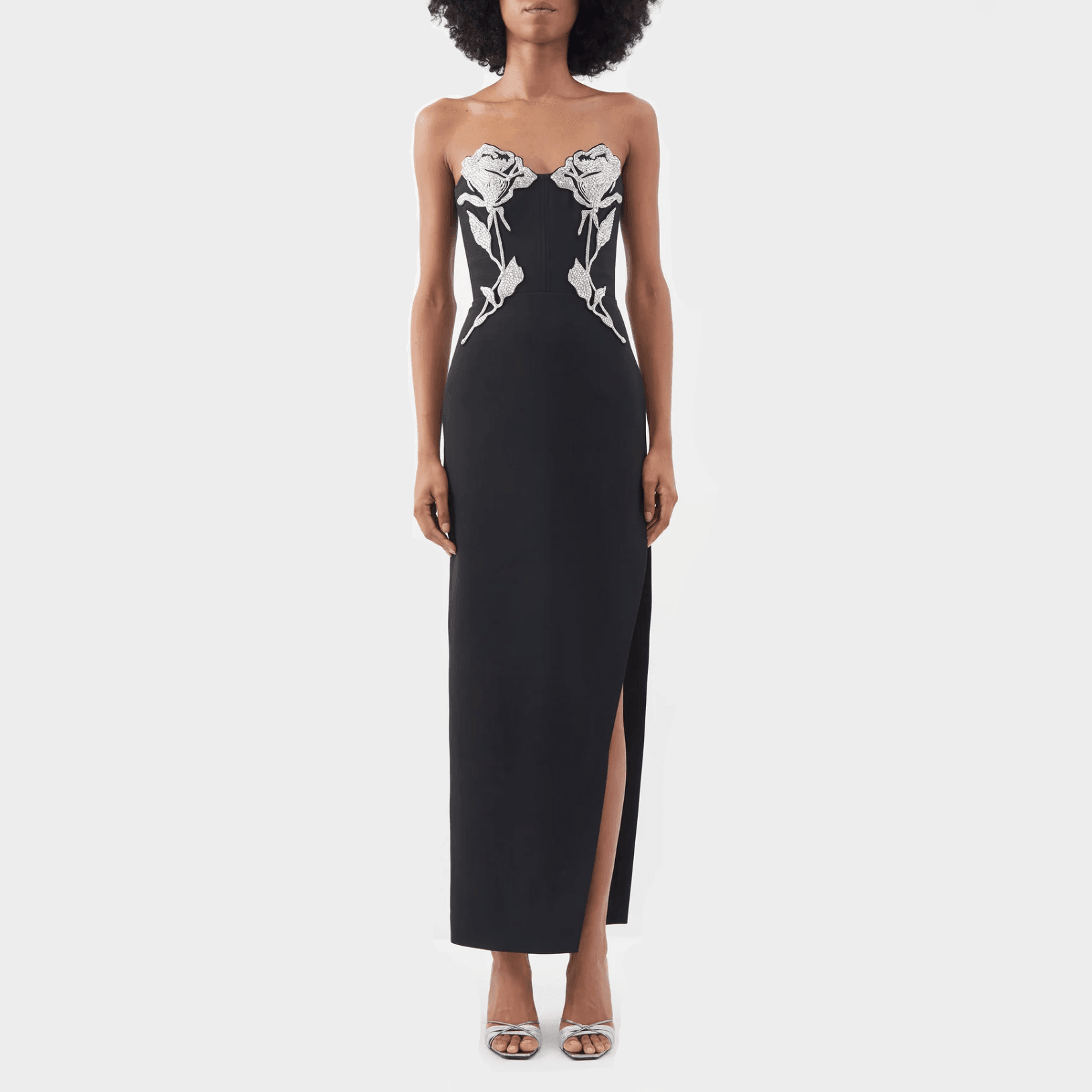 Dolled Up Crystal Rose Embroidered Maxi Dress