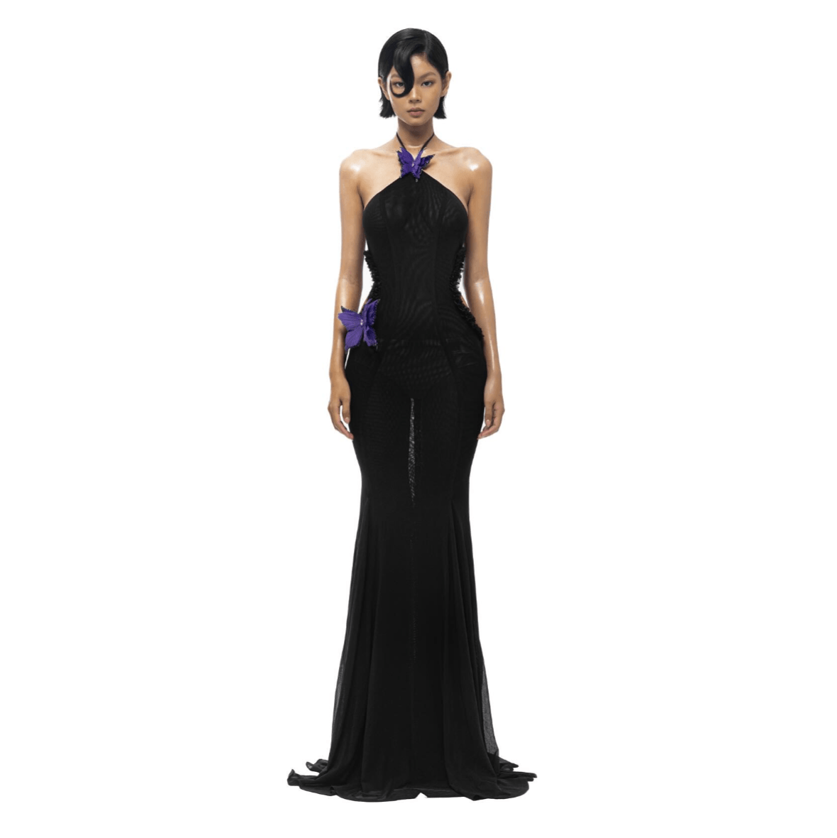 Don't Need A Filter Butterfly Halter Black Maxi Dress
