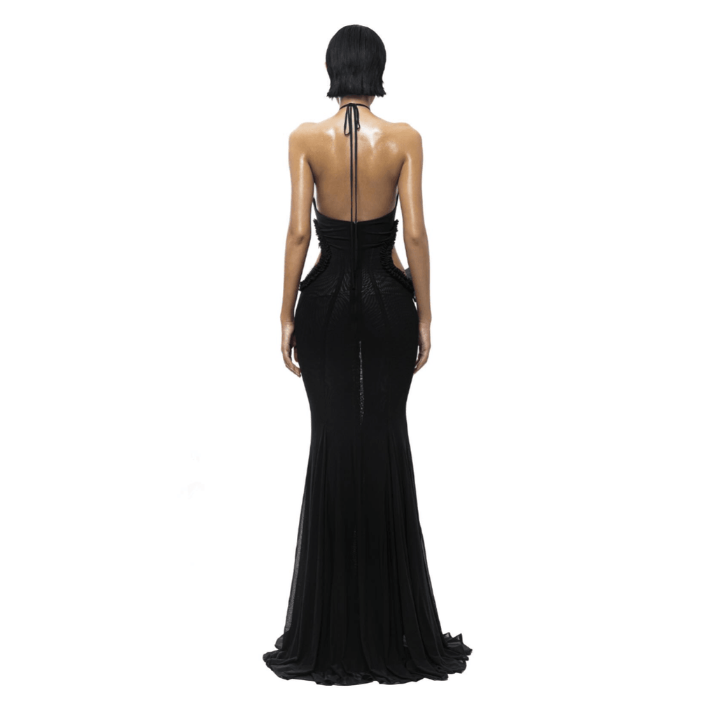 Don't Need A Filter Butterfly Halter Black Maxi Dress