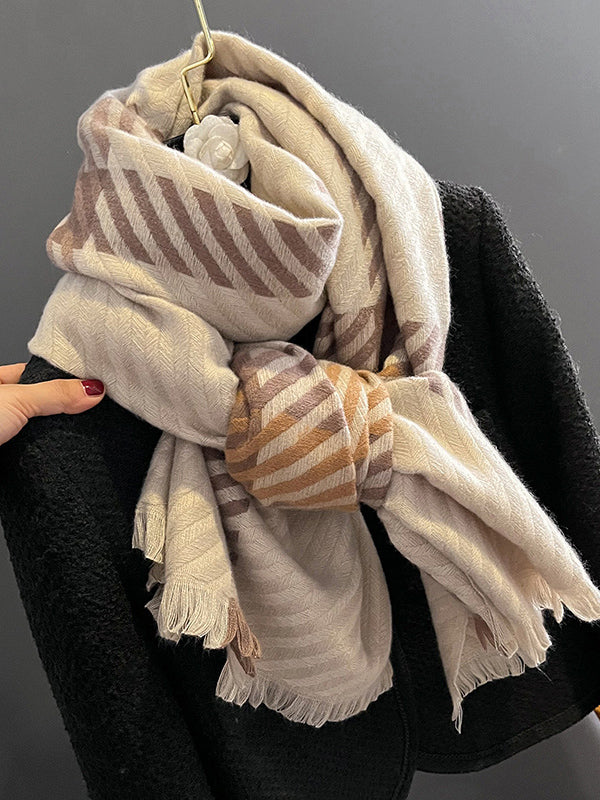 Urban Imitated Cashmere Stripped Warm Shawl&Scarf