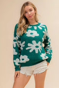 Flower Pattern Long Sleeves Sweater Top
