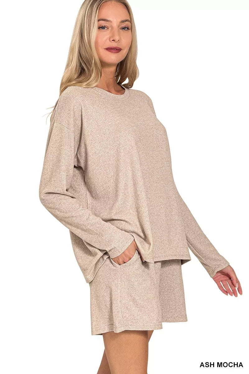 I am a Fashion Junky Soft Melange Long Sleeve Tee and Shorts Set