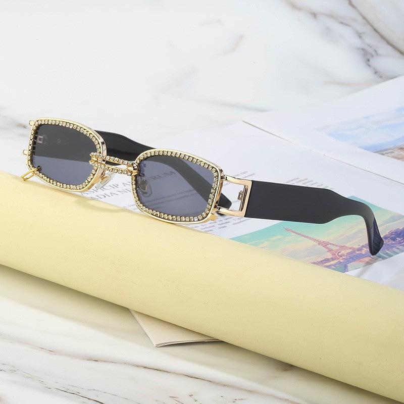 Fashion Diamond-Encrusted Small Frame Sunglasses