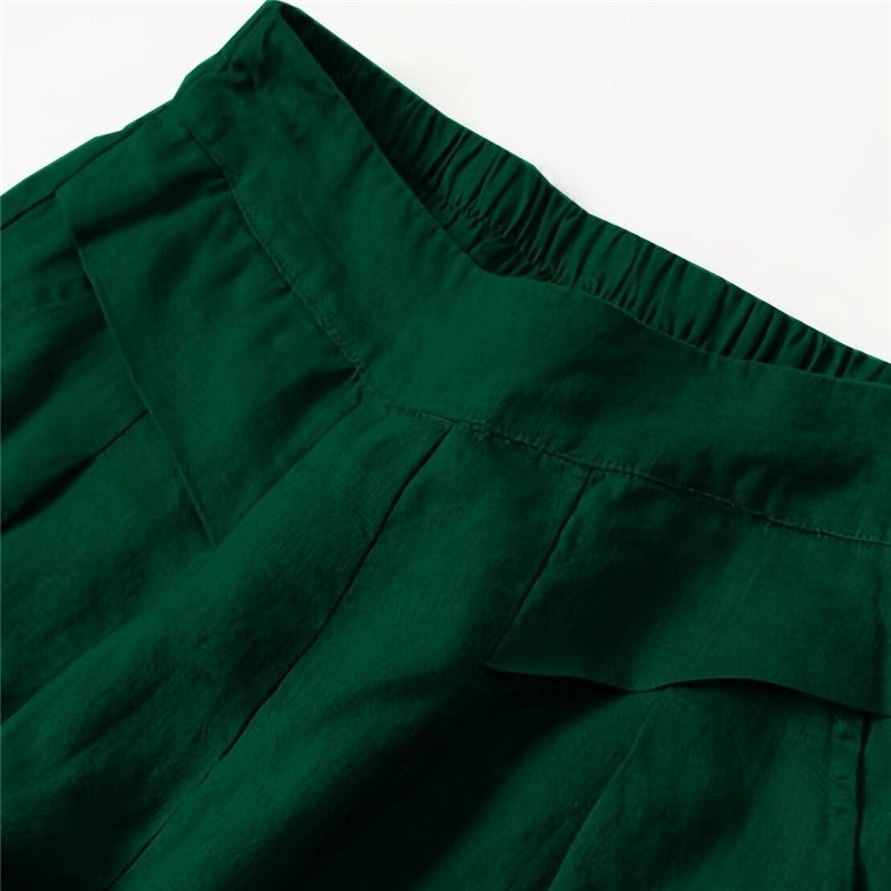 High-Waisted Linen and Cotton Blend Culottes