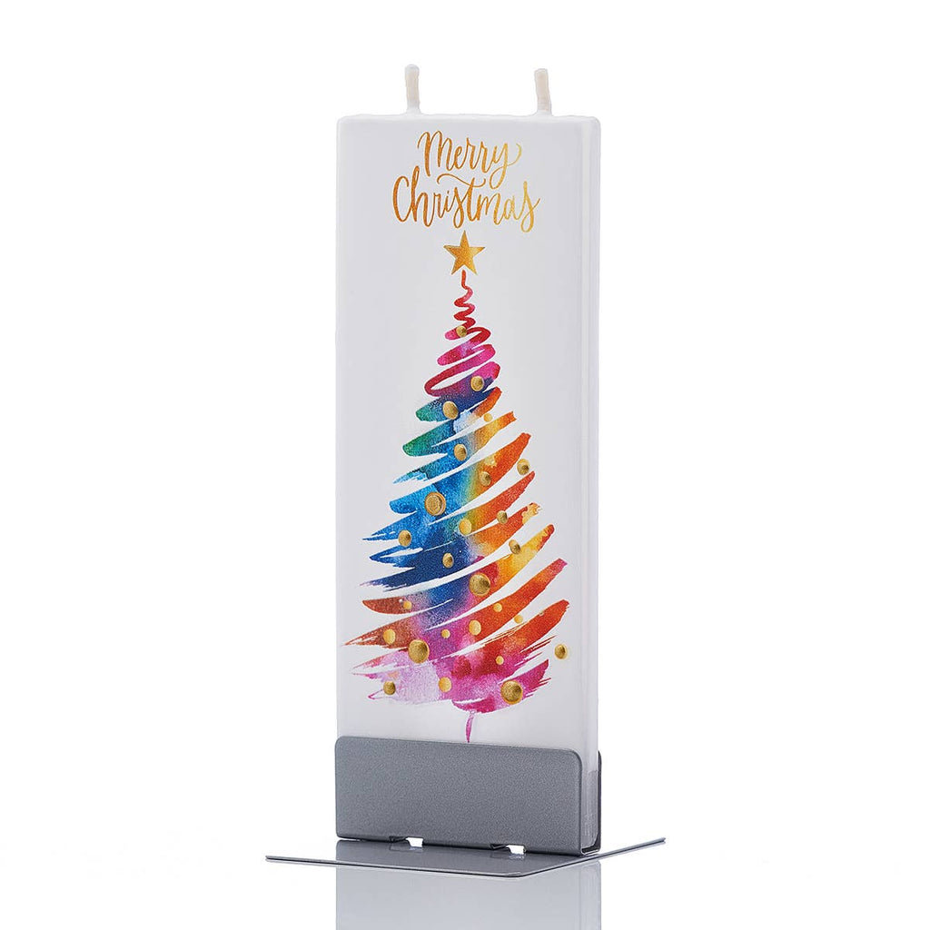 Flatyz Rainbow Merry Christmas Tree Candle