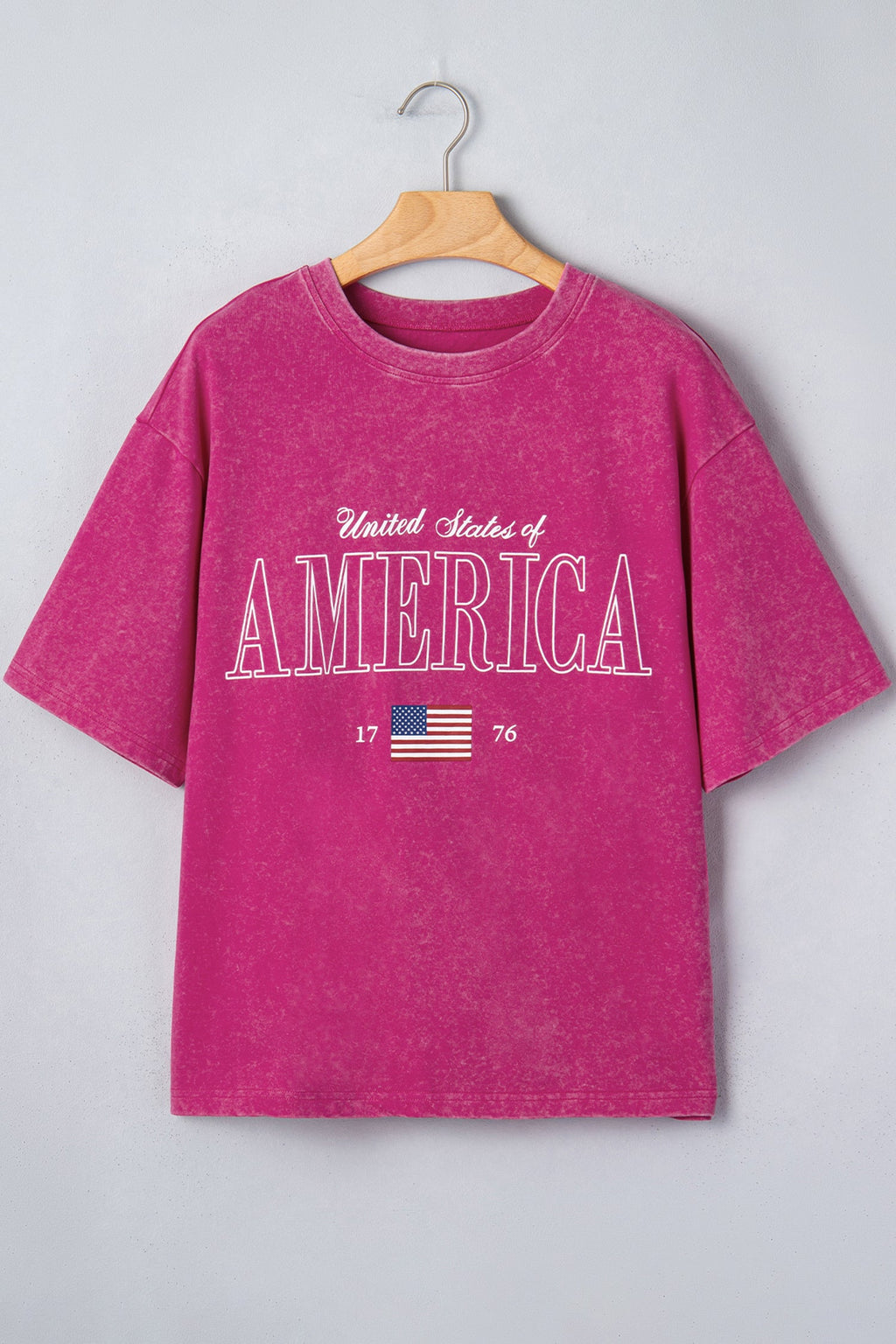 Rose Red AMERICA 1776 Graphic Mineral Wash Cotton Tee