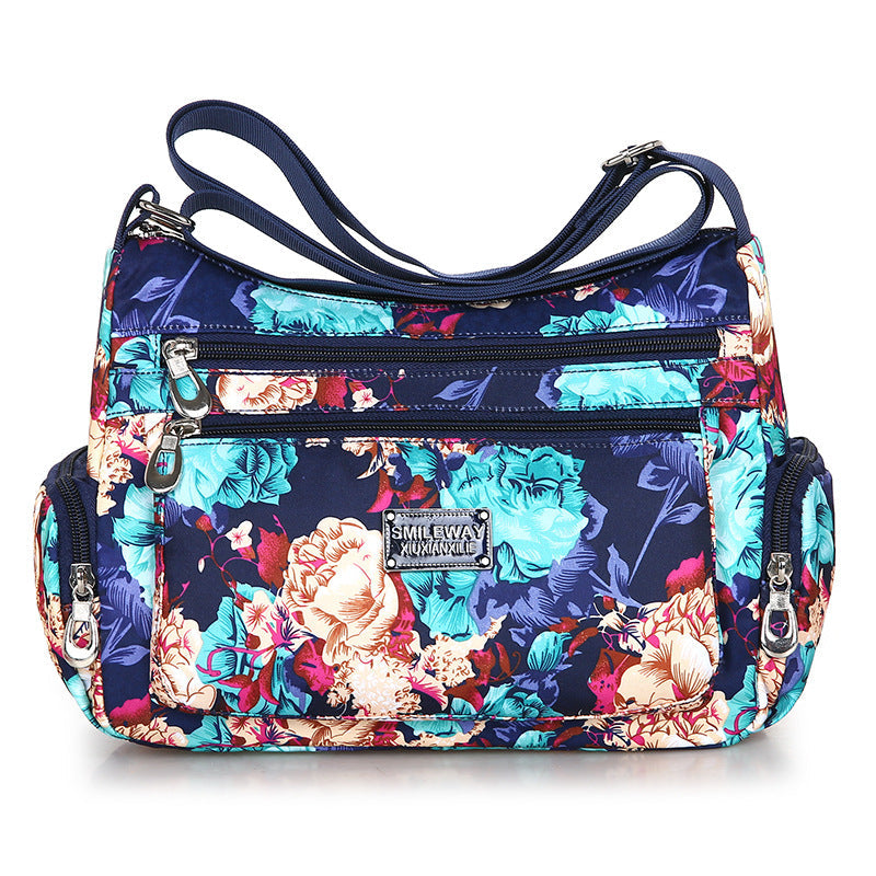 Women's Printed Canvas Shoulder Bag – Floral & Landscape Pattern Crossbody Handbag