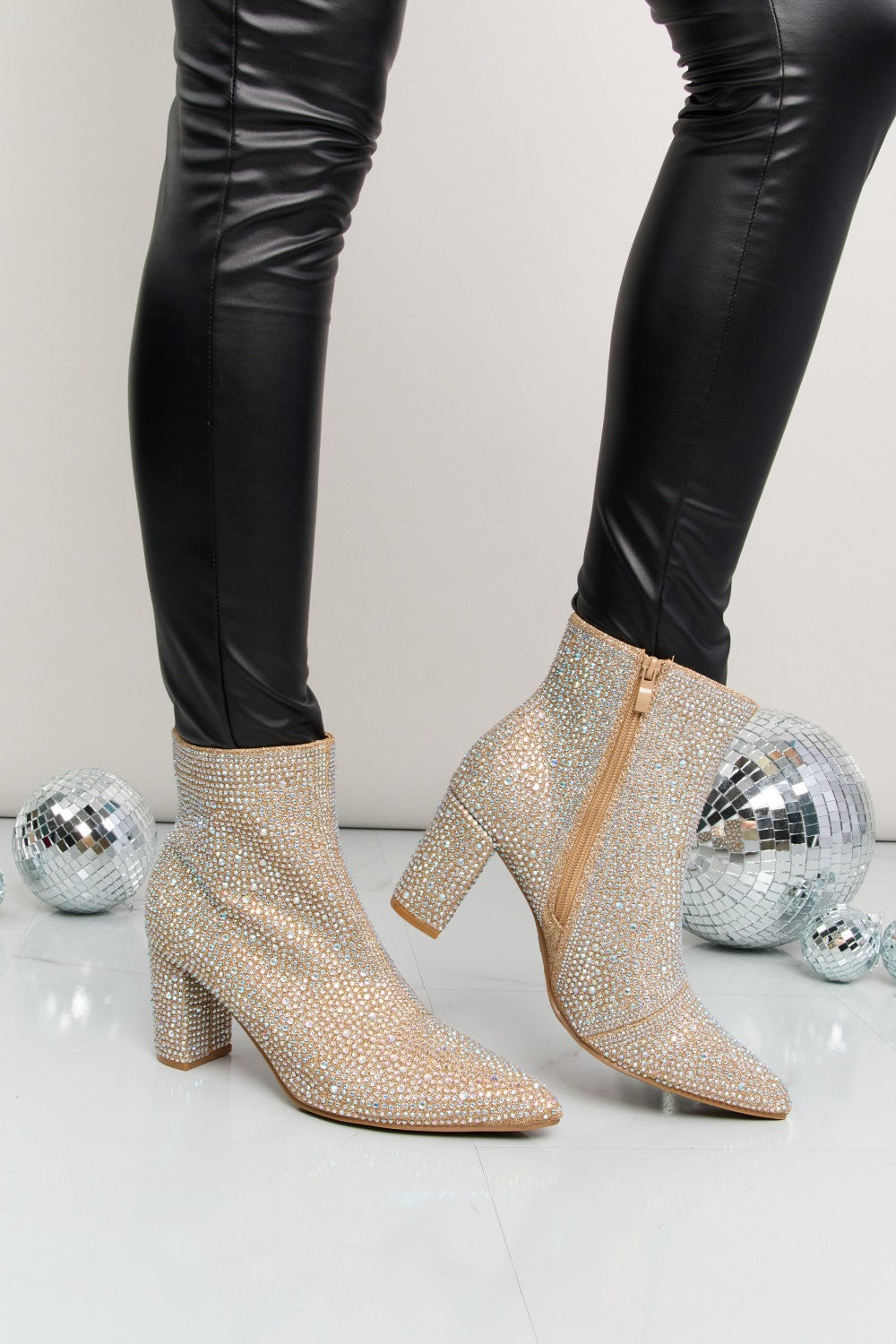 Rhinestone Pointed Toe Booties