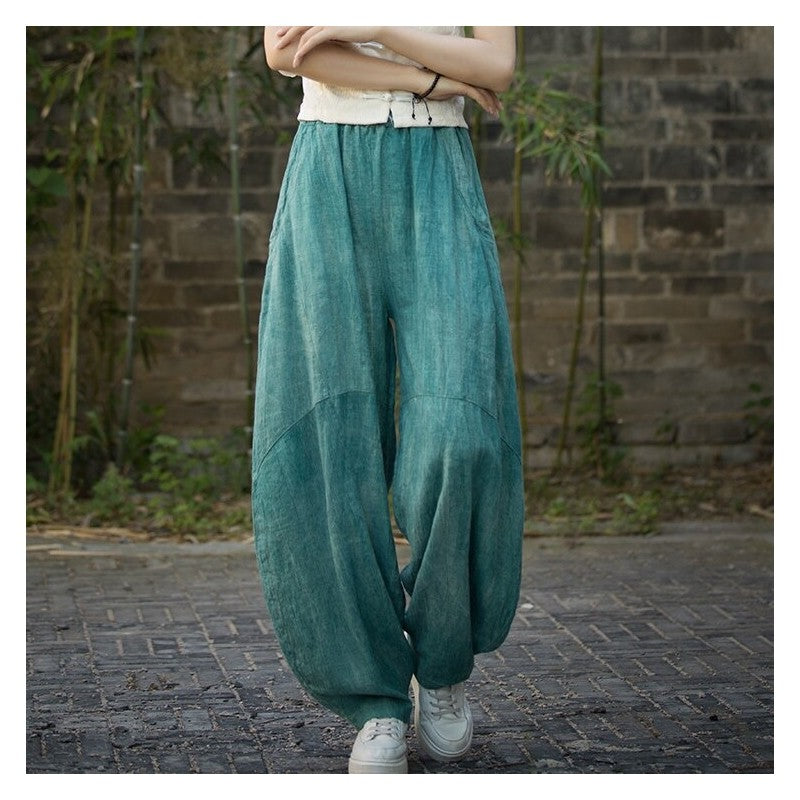 Loose Fit Tie-Dye Lantern Wide Leg Pants