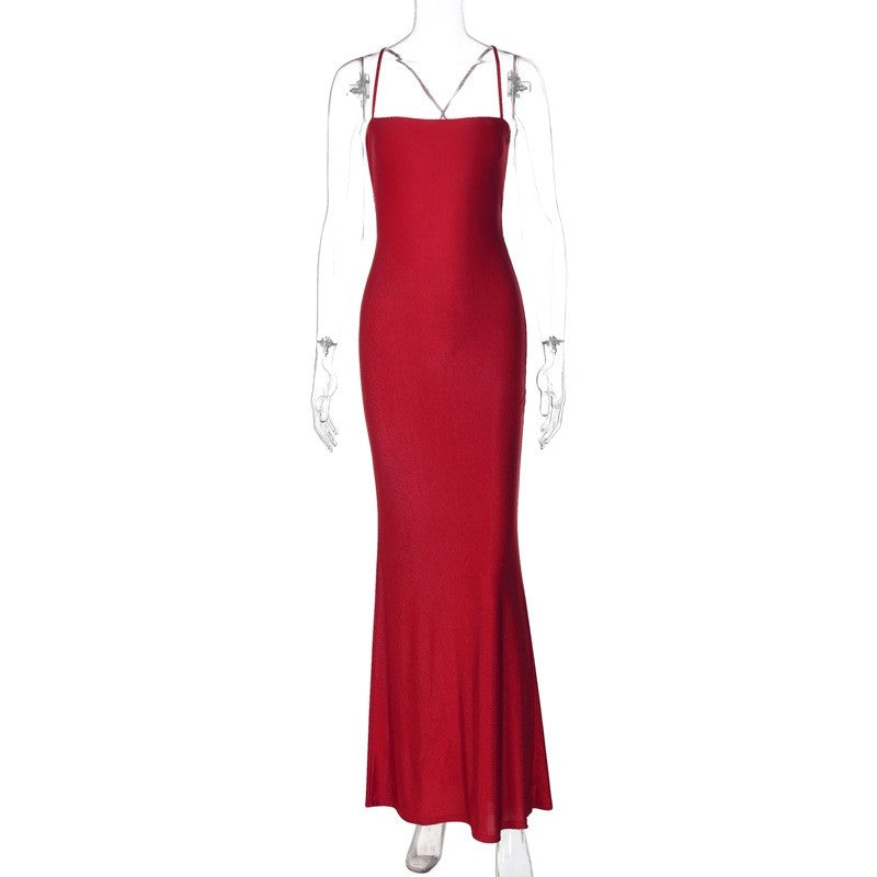 Strapless Backless Hollow Out Color Block Bodycon Dress