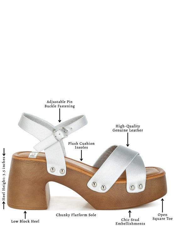 Morasa Metallic Pleather Clog Sandals