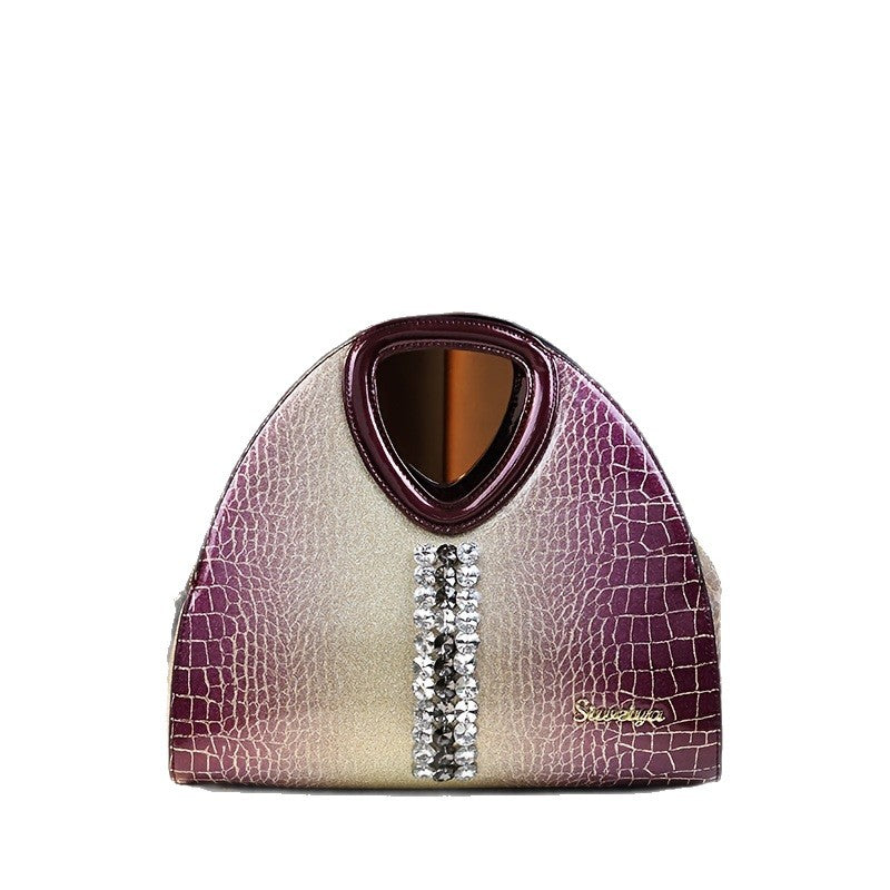 Women's Dumpling Handbag | PU Leather Shoulder Bag with Zipper Pockets – Purple & Coffee