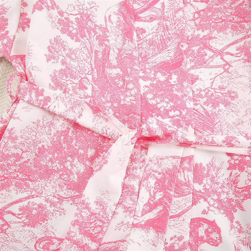 Cozy Printed Long-Sleeve Shorts and Pajama Set