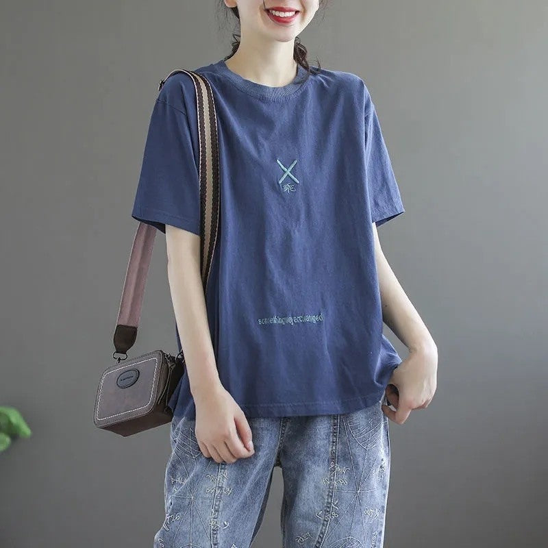Relaxed Fit Round Neck Short-Sleeve T-Shirt